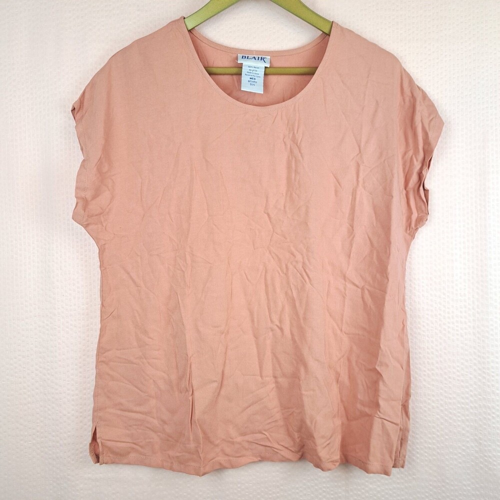 Blair Lightweight Nice Peach Color Rayon Top Size M Dolman Short Sleeve
